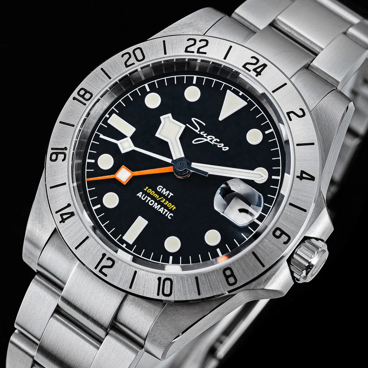 SEESTERN GMT Retro Watch for Men NH34 Automatic Movement Mechanical Wristwatches Sapphire Crystal Fine-tuning Pull Button S436