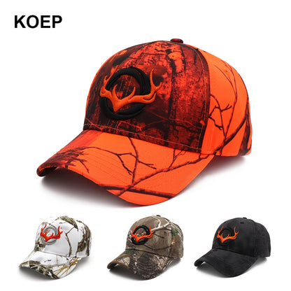KOEP - Nouvelle casquette de baseball camouflage - Casquettes de pêche pour hommes - Chapeau de chasse camouflage pour les activités de plein air - Chapeau de jungle - Casquette de randonnée avec tête de cerf en 3D