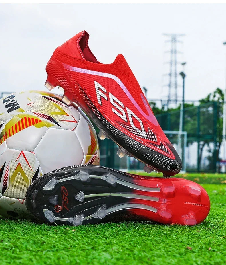 Botas de fútbol para hombre, antideslizantes, para niños, para exterior, zapatillas de fútbol superventas, para partido sobre césped, de alta calidad, con tacos, de caña alta y ligeras