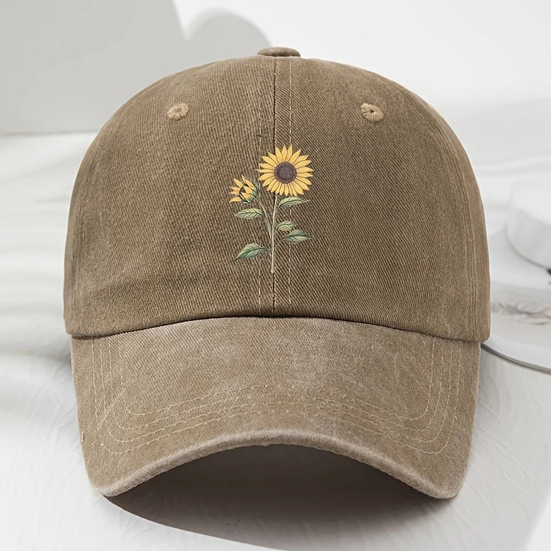 Casquette de baseball « Dad Hat » au motif rétro de tournesols, adaptée aux sports de plein air, à la pêche et au camping, casquette de randonnée