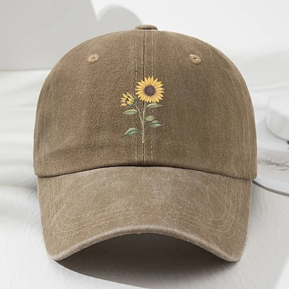 Casquette de baseball « Dad Hat » au motif rétro de tournesols, adaptée aux sports de plein air, à la pêche et au camping, casquette de randonnée