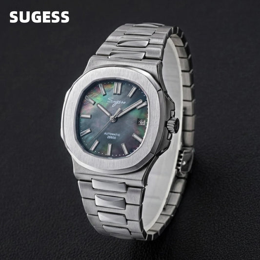 Sugess Man Watch Automatic Mechanical Wristwatches Miyota 9015 Movement MOP Dial Luminous Waterproof 5bar Bracelet Luxury S466