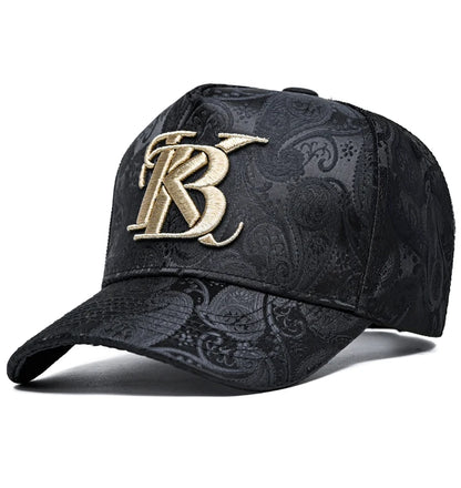 Casquette de baseball haute de mode brodée pour homme, imprimé noix de cajou, casquette décontractée d'extérieur, bordure sur le devant, toutes saisons