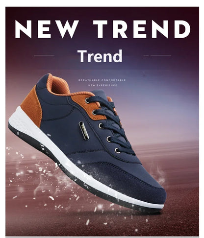 YRZL Herrenschuhe Frühling Herbst Wasserdichte Walking-Sneaker Freizeit-Ledersportschuhe für Herren Rutschfestes Schuhwerk Tennis für Herren