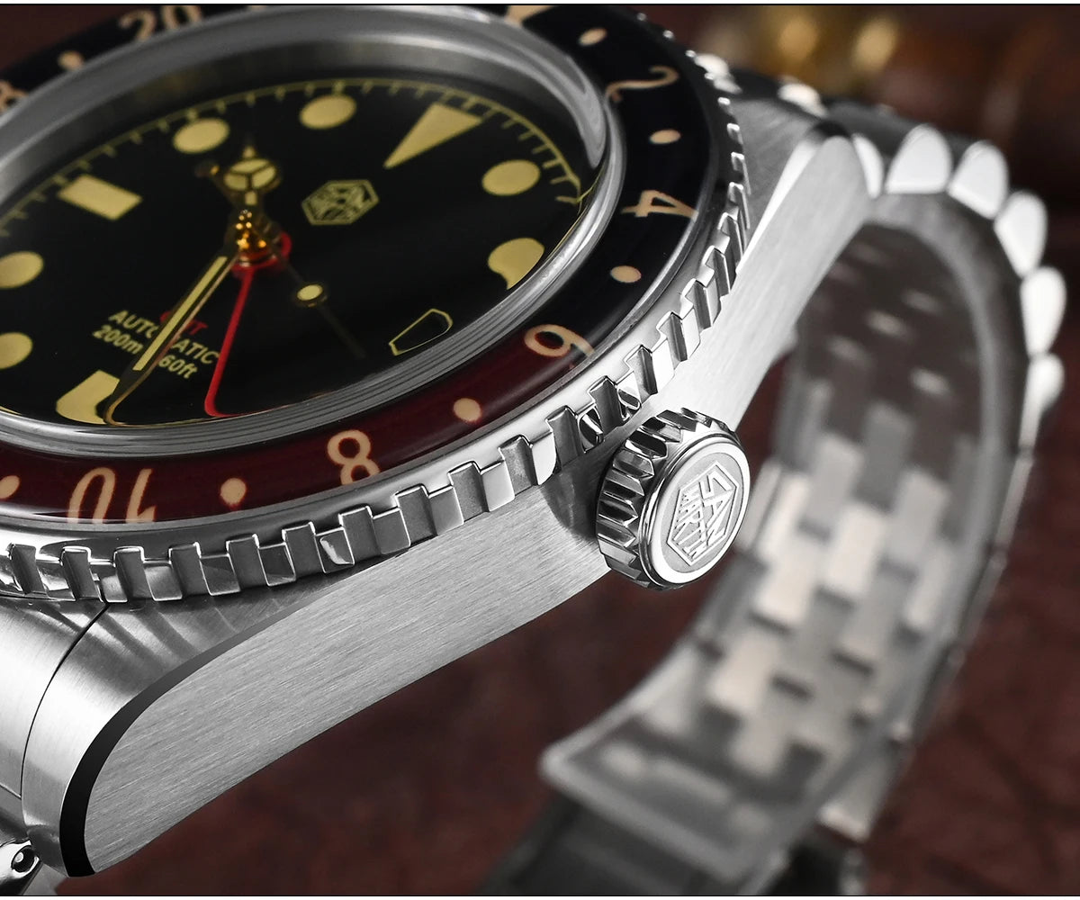San Martin NH34 40mm GMT Luxury Sports Style Full Luminous Bidirectional Sapphire Bezel Automatic Mechanical Watch 20 Bar SN0005