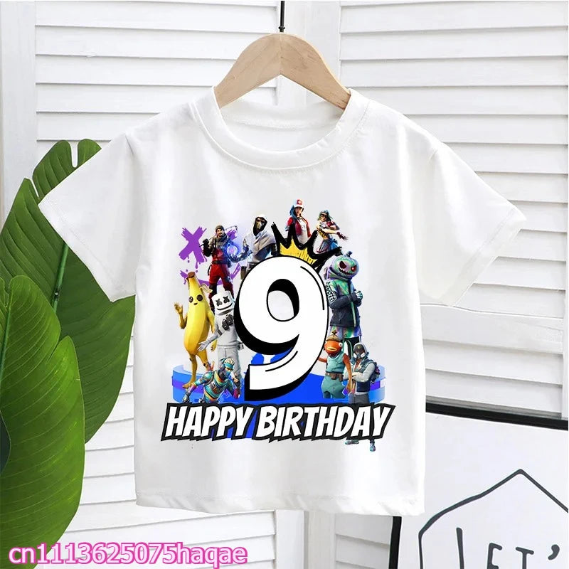Fortnites Kids T-shirts Birthday Number 1-10 Printed T-shirt Boys Summer Casual Short Sleeves Sports Tops Children's Clothing