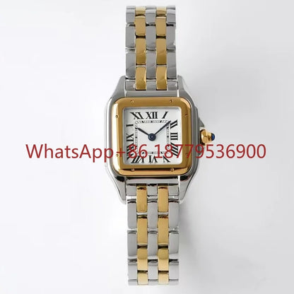 2026 Custom Women Luxury Brand Square Roman Dial Gold And Silver Women's Steel With Diamond Case Quartz Movement Watches