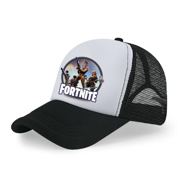 Fortnite-baseballkasket med tegneserieagtigt spilprint til børn, åndbar mesh-sommerkasket med justerbar skygge, fødselsdagsgave til børn