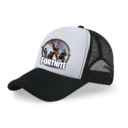 Fortnite-baseballkasket med tegneserieagtigt spilprint til børn, åndbar mesh-sommerkasket med justerbar skygge, fødselsdagsgave til børn