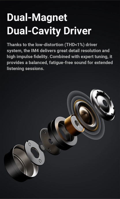 Fosi Audio IM4 HiFi Wired Earphones Open-Back Dynamic Driver IEM Headphones for Music Monitoring, Gaming & Professional Audio