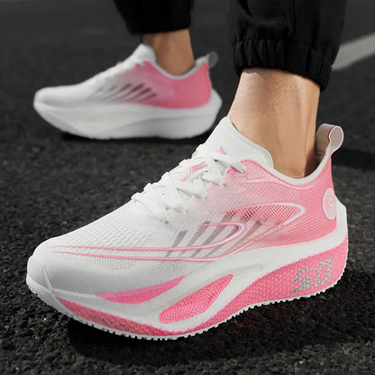 Men’s Sports Shoes with Cushioning, Non-Slip, Flat, Wear-Resistant Sneakers, Mesh Breathable Platform, Soft Running Shoes for Men