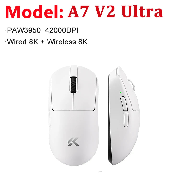 MCHOSE A7 V2 Ultra / Pro ľahká bezdrôtová herná myš s duálnou frekvenciou 8000Hz, PAW3950 TI, 42000DPI, pre PC a e-športových hráčov