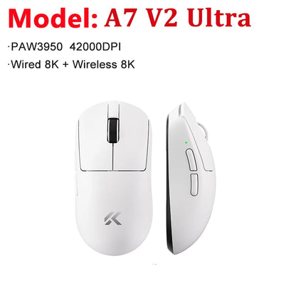 MCHOSE A7 V2 Ultra / Pro ľahká bezdrôtová herná myš s duálnou frekvenciou 8000Hz, PAW3950 TI, 42000DPI, pre PC a e-športových hráčov