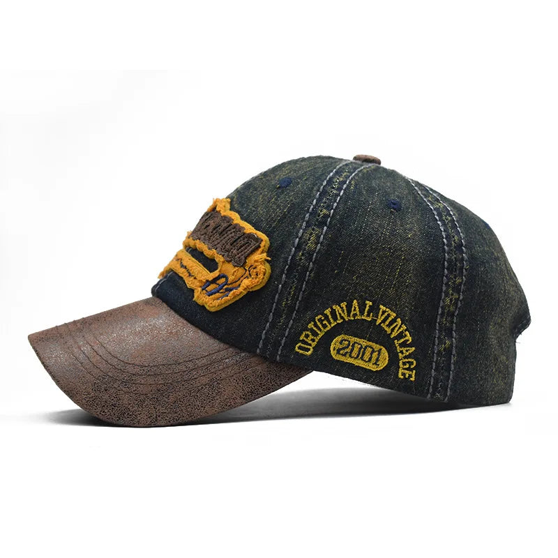 CNTANG Sommer-Denim-Baseballkappe Herrenmode Bestickte Buchstaben Baumwollkappen Snapback Herren Outdoor Freizeit Hip-Hop-Kappe Verstellbar