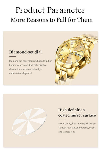 JSDUN 8995 Women Watch Mechanical Watch Waterproof Week Date Ladies Watch High Quality Luxury Original Tungsten Steel Clock