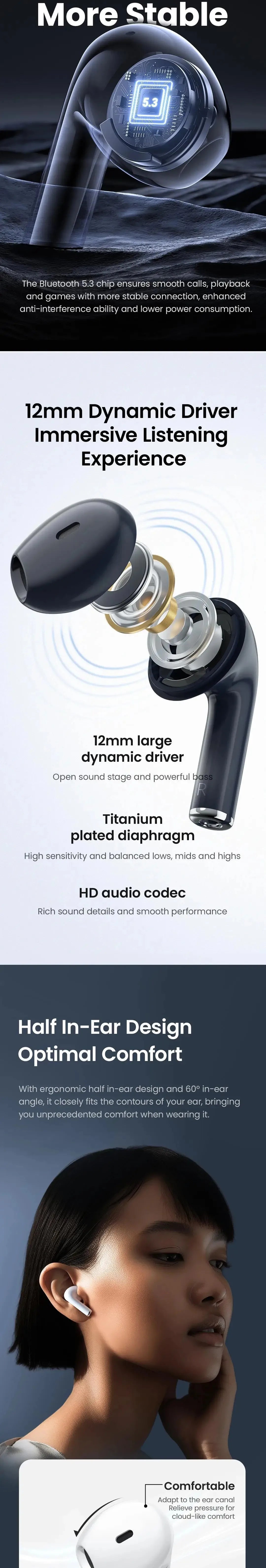 HAYLOU X1 2023 TWS Bluetooth 5.3 Earphone 24H Battery Life Wireless Headphone APP Control  Sports earphones IPX4 Waterproof Earb