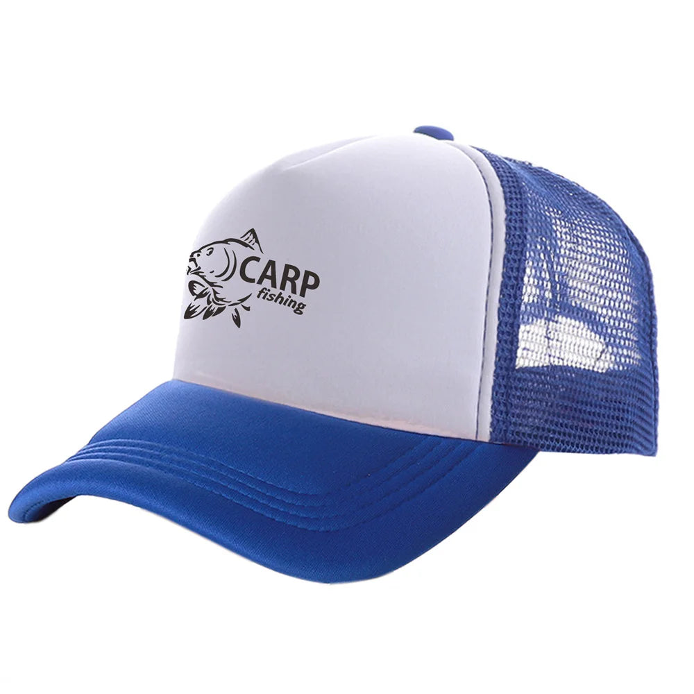 Karpfen-Fischer-Trucker-Caps für Herren – Lustige Angel-Motive – Bedruckte Baseball-Kappe – Coole Sommer-Unisex-Mesh-Kappen MZ-169