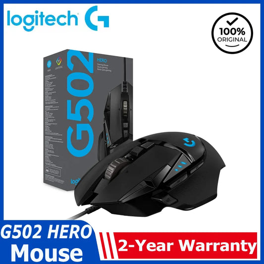 Геймърска мишка с кабел Logitech G502 HERO High Performance, сензор HERO 25K, 25,600 DPI, RGB, регулируеми тежести, 11 бутона, PC/Mac мишка