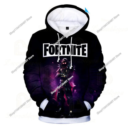 Φούτερ Cosplay Fortnites με κουκούλα, 3D τύπωμα παιχνιδιού, unisex, casual παλτό, anime περιφερειακό kawaii μπουφάν, παιδικά ρούχα, δώρα