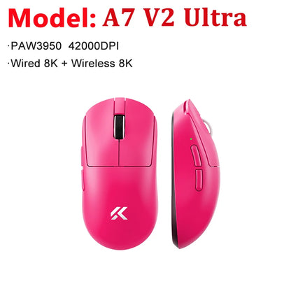 MCHOSE A7 V2 Ultra / Pro ľahká bezdrôtová herná myš s duálnou frekvenciou 8000Hz, PAW3950 TI, 42000DPI, pre PC a e-športových hráčov