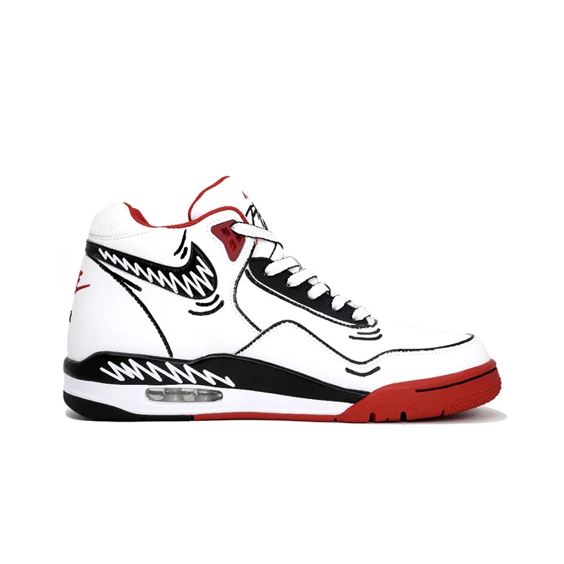 Персонализирани маратонки Nike Flight Legacy „Kaleidoscope Play“ – ретро баскетболни маратонки с графити, средна височина и подаръчна торбичка за мъже