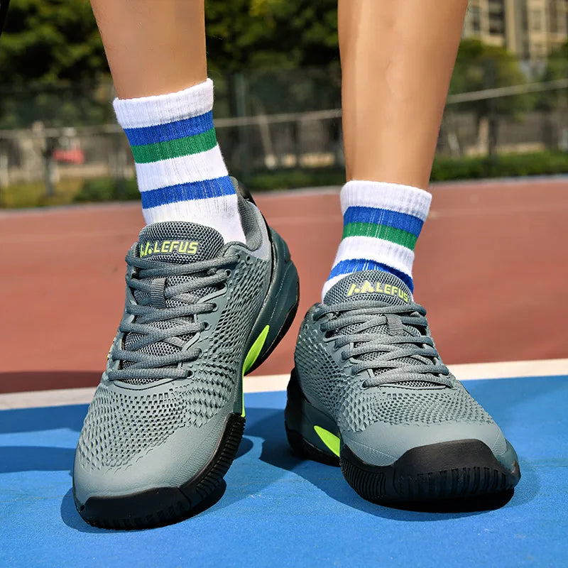 Men's and Women's Large Sizes Breathable Tennis Shoes Blue and Gray Gym Walking Badminton Sneakers