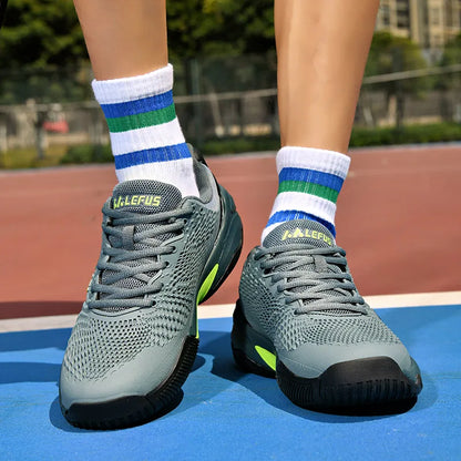 Men's and Women's Large Sizes Breathable Tennis Shoes Blue and Gray Gym Walking Badminton Sneakers