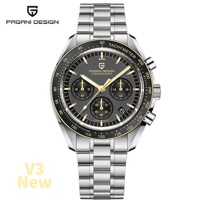 PAGANI DESIGN 2026 New Meteorite pattern dial Luxury Quartz Watch For Men Speed Sport Chronograph AR Sapphire crystal Wristwatch