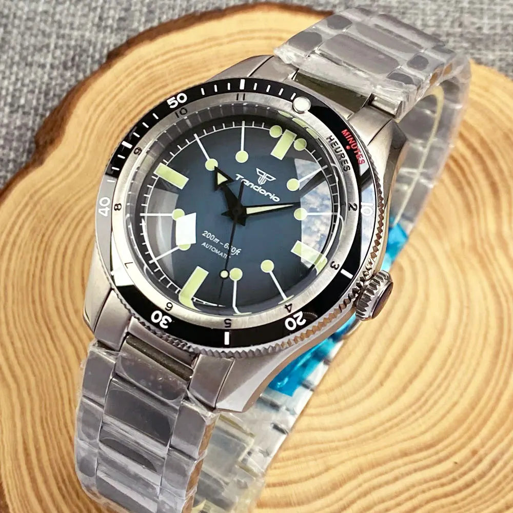 Pilot Watch 200M Water Resistant Mechanical Wristwatch NH35A PT5000 Miyota 8215 Domed Sapphire Glass 120 clicks Bezel Steel Band