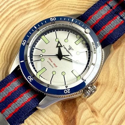 Tandorio Red Blue 40mm PT5000 Japan NH35A Mechanical Automatic Dive Men Watch 20ATM Waterproof Domed Sapphire Screw Crown Reloj