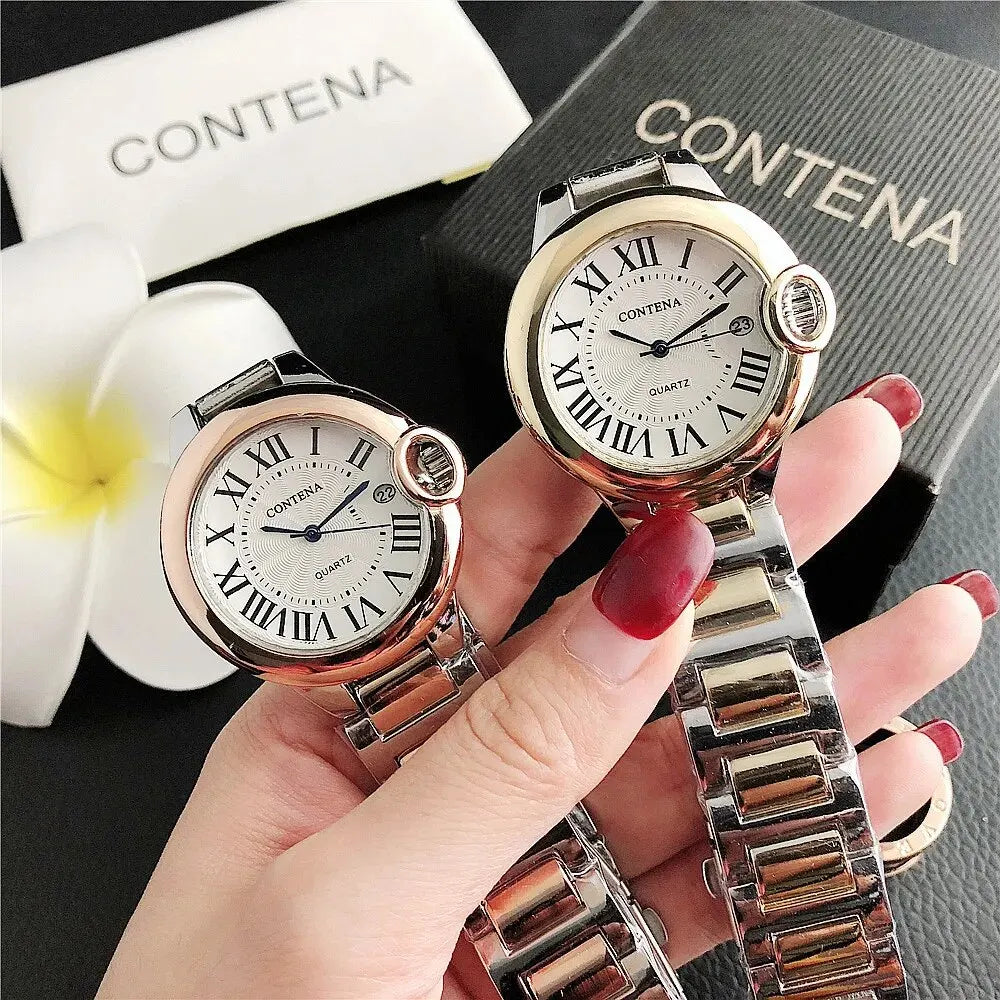 New Brand Luxury Stainless Steel Men and Women Luxury Atmosphere Quartz Watches Fashion Blue Balloon Women Date Watch Suit