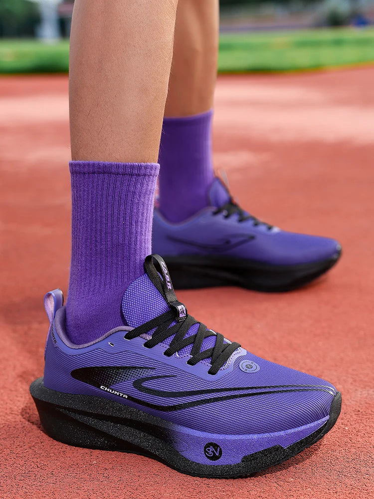 Løbesko med kulfiberplade til maraton, åndbare, lette, komfortable og skridsikre sportssneakers til mænd og kvinder
