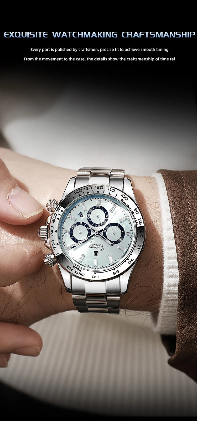 Watch For Men Luxury Stainless Steel Clock Fashion Casual Multi-functional Design Automatic Mechanical Wristwatch