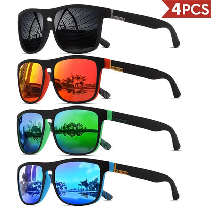1/3/4PCS Men Classical Square Sports Sunglasses Lightweight PC Frame UV400 for Driving Fishing Cycling Unisex Durability
