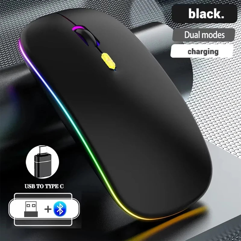 Wireless Mouse Rechargeable Dual Modes Bluetooth-compatible 2.4G USB Computer Mice For Laptop iPad Tablet Notebook Gaming Mouse