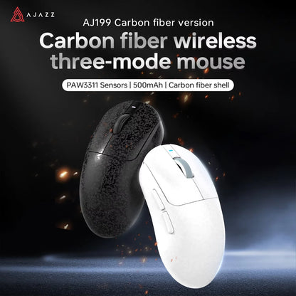 AJAZZ AJ199 trådlös gamingmus PAW3311 24000DPI lätt Bluetooth/trådbunden kolfibermus för PC, laptop och gamers