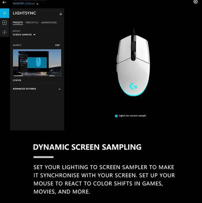 Logitech G203 LIGHTSYNC Mouse Wired 8000 DPI Sensor RGB Sync 6 Buttons Mechanical Tensioning Office-Gaming Dual-Use