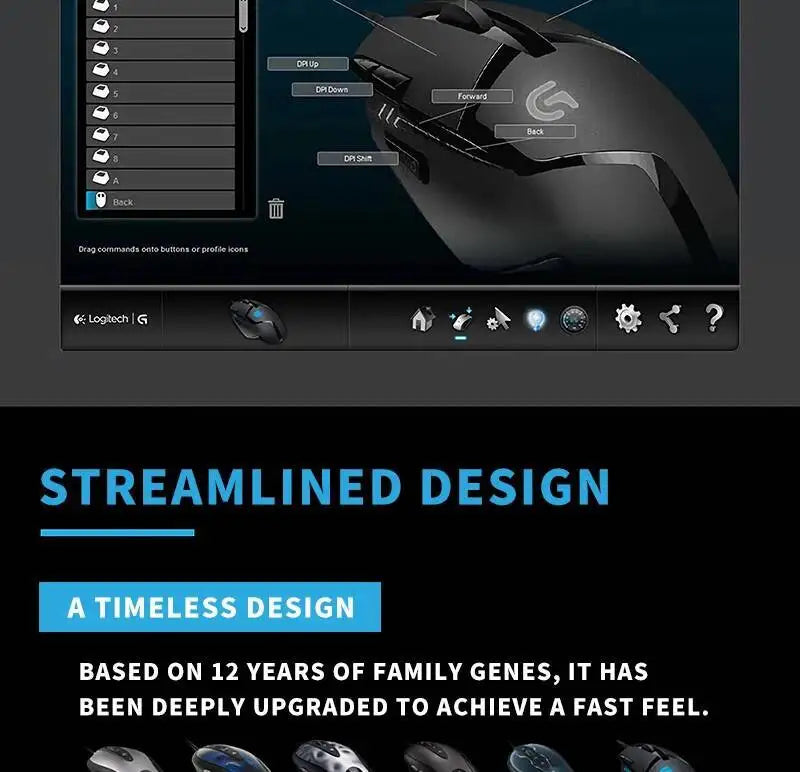 Herní myš Logitech G402 Fusion Engine Tech, 4 nastavení DPI, 32bitový procesor, protiskluzové provedení pro profesionální soutěžní hraní