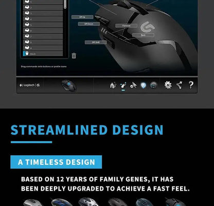 Herní myš Logitech G402 Fusion Engine Tech, 4 nastavení DPI, 32bitový procesor, protiskluzové provedení pro profesionální soutěžní hraní