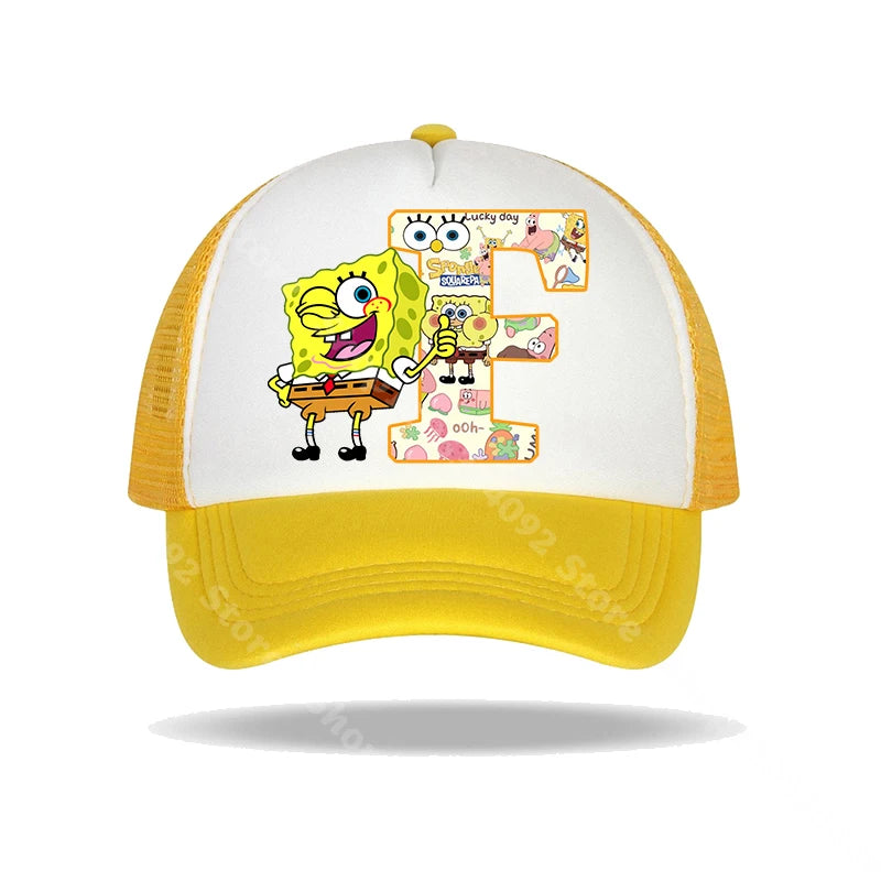 Casquette de baseball Bob l'éponge pour enfants et adultes, imprimé lettres, chapeaux de soleil, anime, dessin animé, casquettes à visière réglable, chapeau décontracté d'été, nouveauté