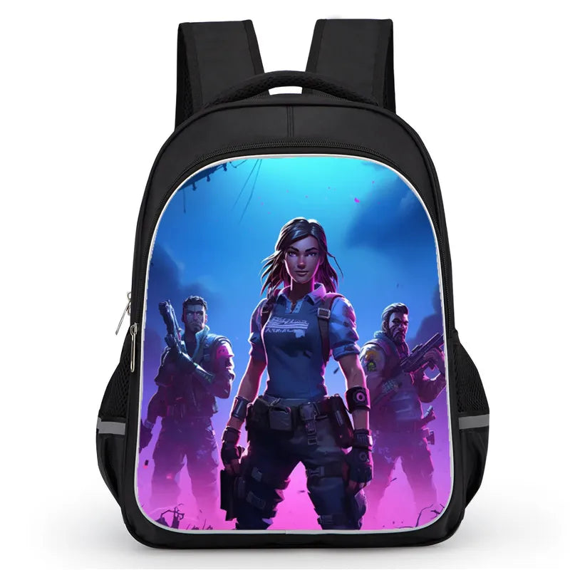 16 Inch Fortnite Cartoon Backpack Unisex for Boys Girls with Dual Zippers Large capacity lightweight student backpack