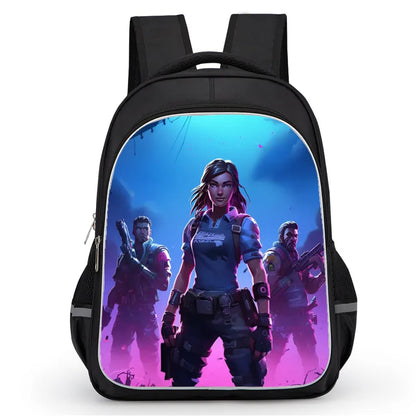 16 Inch Fortnite Cartoon Backpack Unisex for Boys Girls with Dual Zippers Large capacity lightweight student backpack