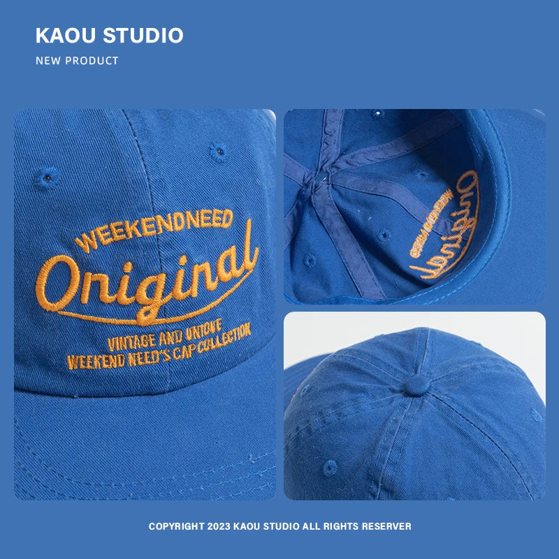 Baseballkappe für Frühling und Herbst, Soft-Top-Stickerei, für Damen und Herren, universell kombinierbar, Street-Tide-Marke, Schirmmütze mit breiter Krempe als Sonnenschutz
