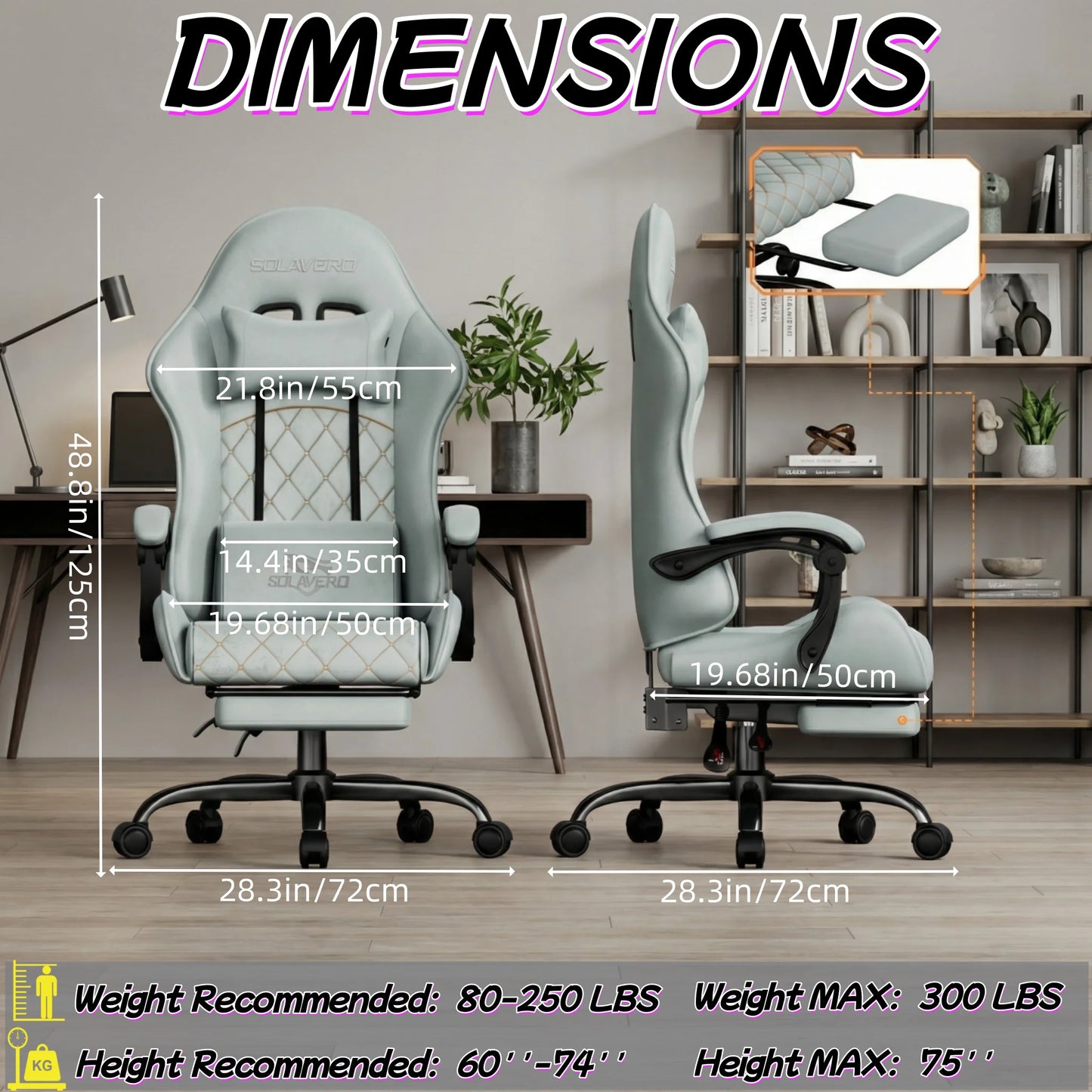 Massage Gaming Chair, Computer Office Chair with Comfy Fabric, Height Adjustable Game Chair with 360° Swivel Seat and Headrest