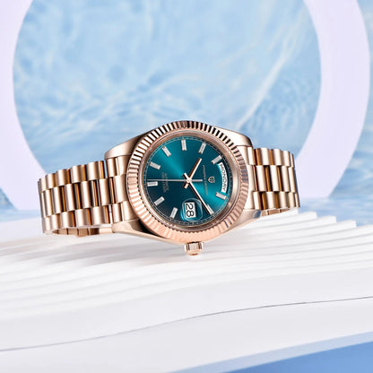 PAGANI DESIGN 2026 New Rose Gold Blue DD40 Luxury Automatic Watch Men Mechanical Wristwatch Mens Sapphire glass Waterproof Watch