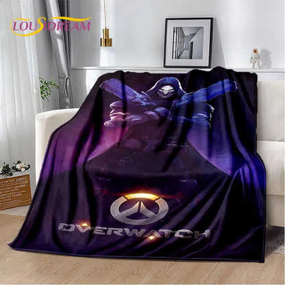 Меко плюшено одеяло Overwatch Game Gamer DVA Reaper, фланелено одеяло за хол, спалня, легло, диван, пикник, дете, 3D
