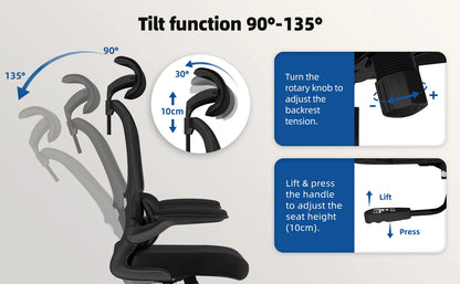 Daccormax office chair ergonomic,Desk chair,150kg capacity, adjustable headrest and armrests, Computer chair with lumbar support
