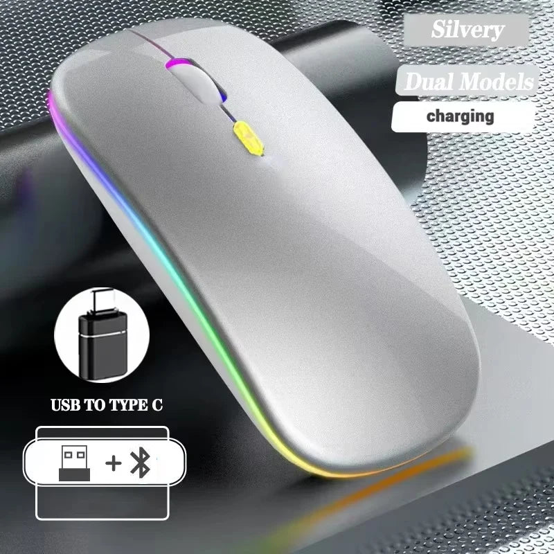 Wireless Mouse Rechargeable Dual Modes Bluetooth-compatible 2.4G USB Computer Mice For Laptop iPad Tablet Notebook Gaming Mouse