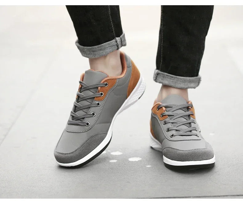 YRZL Herrenschuhe Frühling Herbst Wasserdichte Walking-Sneaker Freizeit-Ledersportschuhe für Herren Rutschfestes Schuhwerk Tennis für Herren