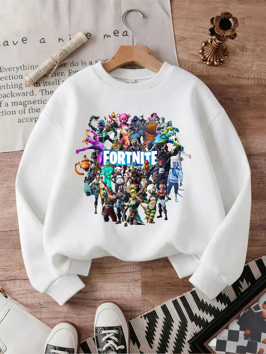 Fortnites Series Kinder-Sweatshirts, trendige Langarm-Pullover für Jungen und Mädchen, Herbst/Winter, Cartoon-Kinderkleidung, Geburtstagsgeschenke